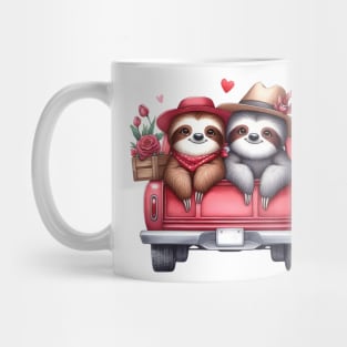 Valentine Sloth Couple Sitting On Truck Mug